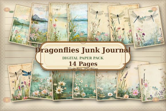 Download Vintage Dragonfly Lake Junk Journal - Fly Collection