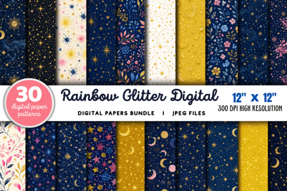 Download Rainbow Glitter Digital Paper Bundle - Premium Resources