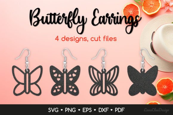 Download 4 Butterfly Earrings SVG for Crafters - Fly Collection