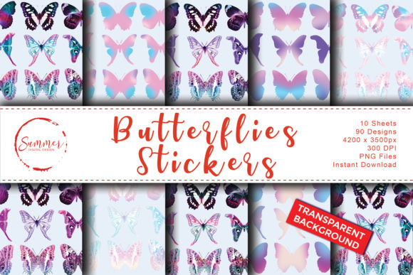 Download Pastel Unicorn Butterfly Sticker Sheets - Fly Collection