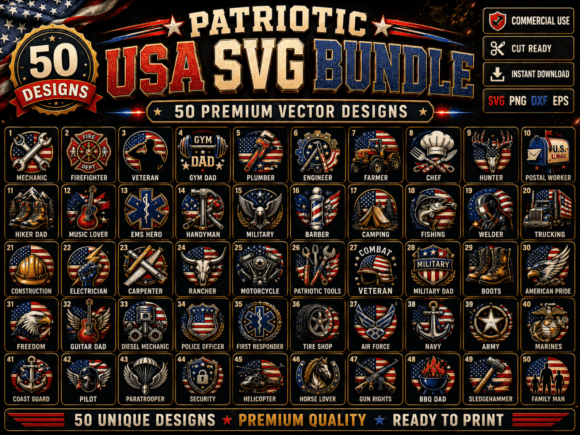 Download Patriotic USA SVG Premium Bundle Pack - Patriotic Collection