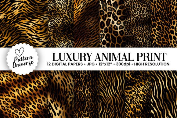 Download Gold Black Animal Print Digital Papers - Animal print digital paper Collection