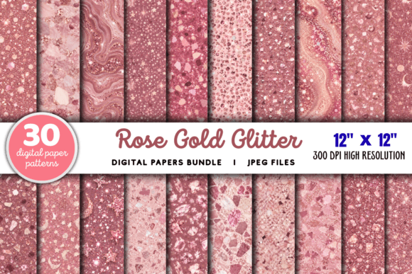 Download Rose Gold Glitter Digital Paper Bundle - Premium Resources