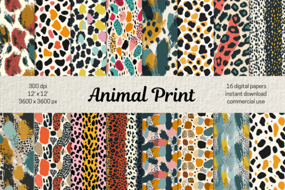 Download Modern Animal Print Digital Papers Set - Animal print digital paper Collection