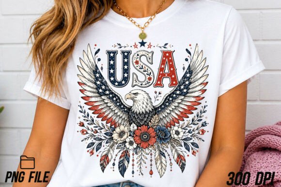 Download USA Patriotic Boho Floral Eagle PNG - Patriotic Collection