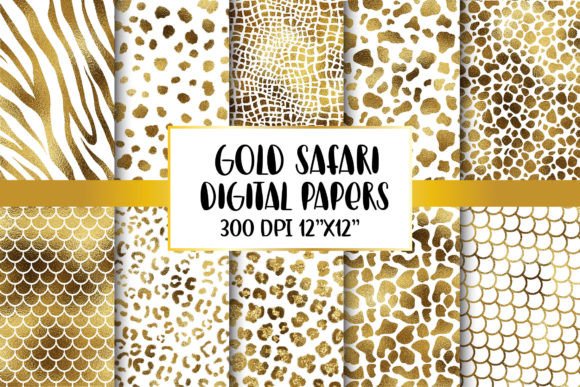 Download Gold Animal Print Digital Papers - Animal print digital paper Collection