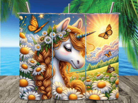 Download Floral Unicorn Butterfly Meadow Tumbler - Fly Collection
