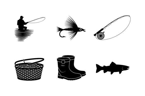 Download Fly Fishing &amp; Angler Icon Set EPS - Fly Collection