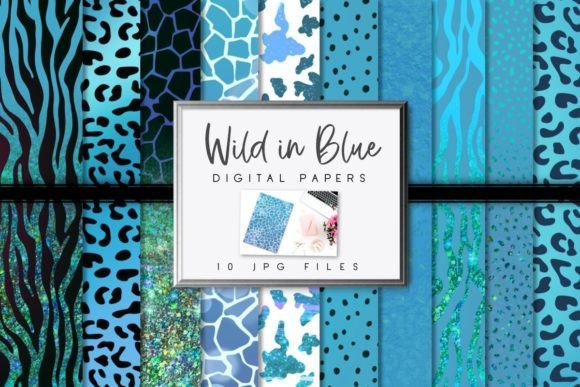 Download Blue Animal Print Digital Papers - Animal print digital paper Collection