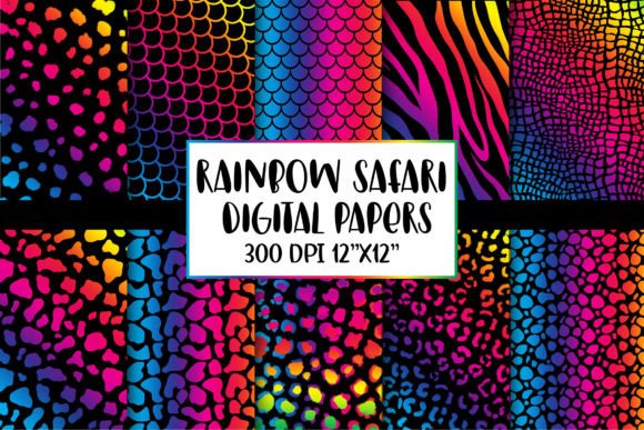 Download Rainbow Animal Print Digital Papers - Animal print digital paper Collection