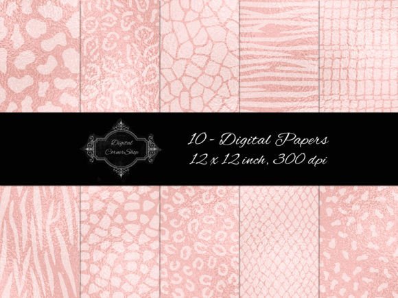 Download 10 Rose Gold Animal Print Digital Papers - Animal print digital paper Collection