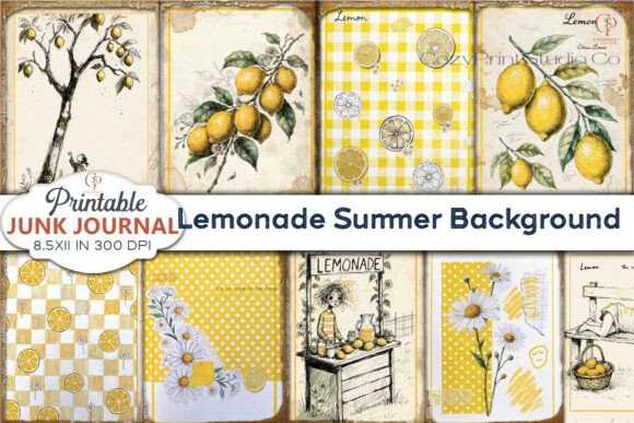 Download Lemonade Summer Background Junk Journal - Summer background Collection