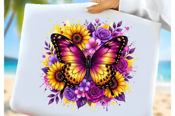 Download Purple Rose Butterfly Sunflower PNG - Fly Collection