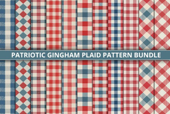 Download Patriotic Gingham Plaid Pattern Bundle - Patriotic Collection