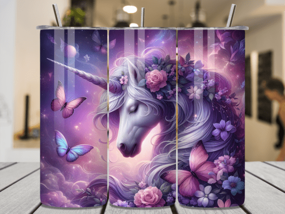 Download Purple Floral Unicorn Butterfly Tumbler - Fly Collection