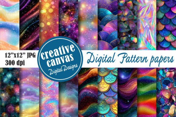 Download Rainbow Glitter Digital Paper Bundle - Premium Resources