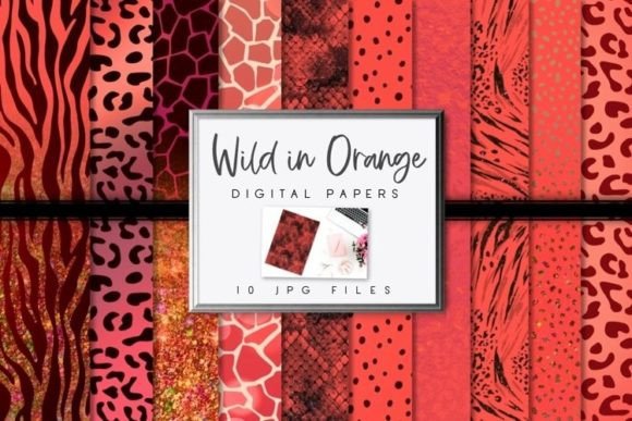Download Orange Animal Print Digital Papers - Animal print digital paper Collection
