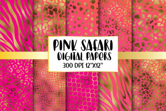 Download Pink Gold Animal Print Digital Papers - Animal print digital paper Collection