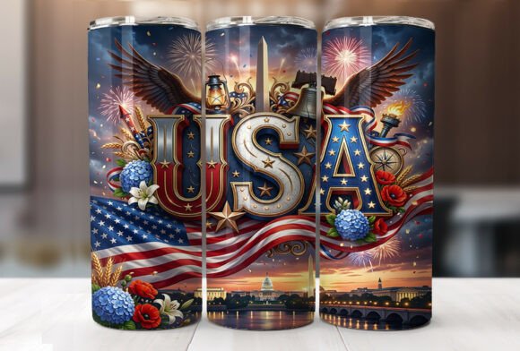 Download Patriotic USA Flag Tumbler Wrap PNG - Patriotic Collection