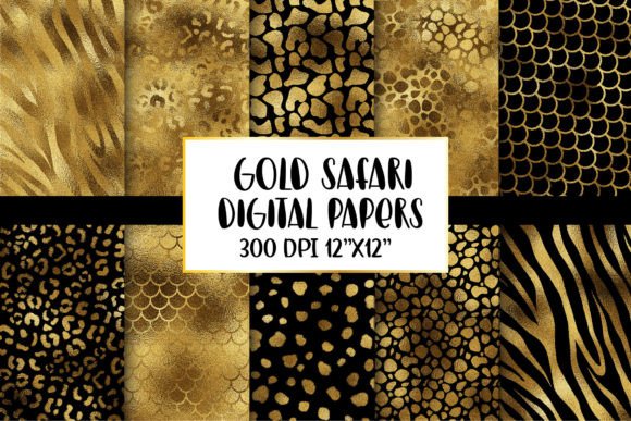 Download Gold Animal Print Digital Papers - Animal print digital paper Collection